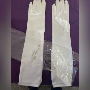 Girls white satin long gloves good for communion